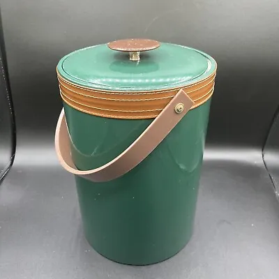 $29.99 • Buy Vtg Georges Briard ICE BUCKET Green Padded Vinyl Mid-Century Modern Barware