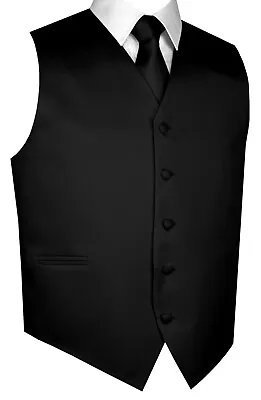 Men's Solid Satin Tuxedo Vest Tie And Hankie. Formal Dress Wedding Prom • $21.95