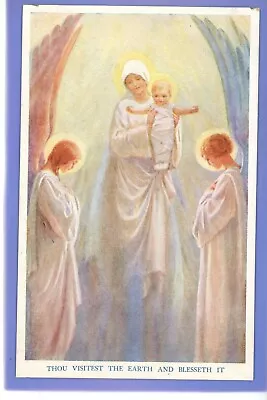 Old Vintage Postcard Woman With Child And Angels Religious By Margaret Tarrant • £1.99