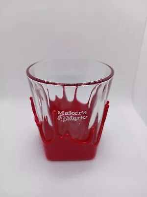 Makers Mark Whiskey Rocks Glass Coated Drip Design Very Nice 5 Sided + Extra  • $5