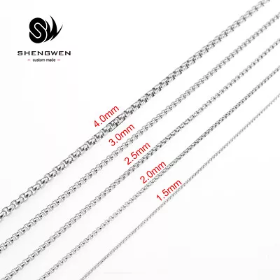 1.5/2/2.5/3/4mm Womens Round Box Link Chain Stainless Steel Necklace Men 18-26'' • $8.49