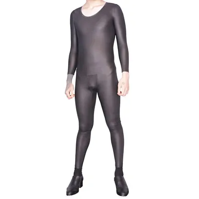 Men Faux Leather Spandex Bodysuit Overall Coverall Tights Club Night Bar Costume • $61.78