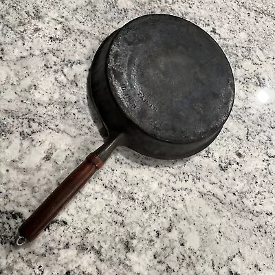 10” Vintage Cast Iron GRIDDLE LARGE Skillet Pan With WOODEN HANDLE • $24.71