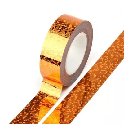 ROSE GOLD Foil Holographic Glitter Effect Washi Tape Decorative Tape 15mm X 5M • £3.85