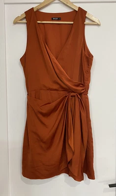 $35 • Buy BWLDR Wrap Style Silky Dress Sz 12 Orange