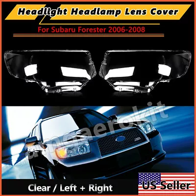 Pair Clear Headlight Lens Headlamp Lampshade Cover Cap For Subaru Forester 05-08 • $58.98