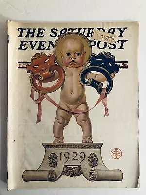 Dec 29 1928 J C Leyendecker NEW YEAR BABY Saturday Evening Post Magazine 88pp • $54.95