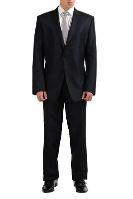 Versace Collection Silk Wool Black Two Button Men's Suit US 46 IT 56 • $399.99