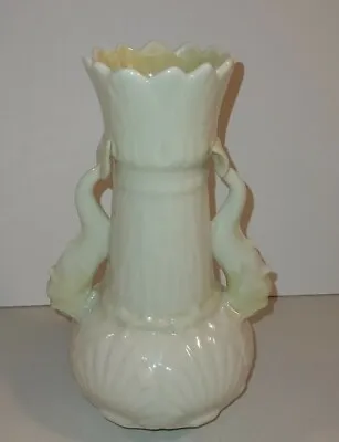 Belleek Dolphin Mermaid Spill Vase Seahorse Fish Double Handled Ireland  • $36