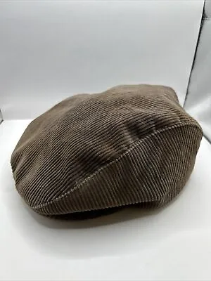 Vintage Corduroy Cabbie Newsboy Hat Cap Brown ACT Union Made In USA X Large • $19.99