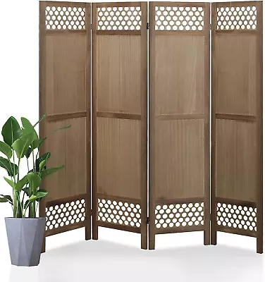 4 Panel Room Divider 5.6Ft Wood Room Dividers And Folding Privacy Screens Room D • $129.74