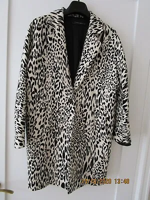 Zara Ladies Black And Cream Animal Print Coat • $14.92
