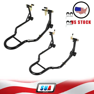 Auto Motorcycle Sport Bike Front & Rear Wheel Paddock Stand Swingarm Lift Jack • $105.62