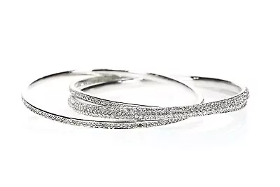 Nadri Crystal Intertwined Silver Pave Bangle Set Of 3 141280 • $55.25