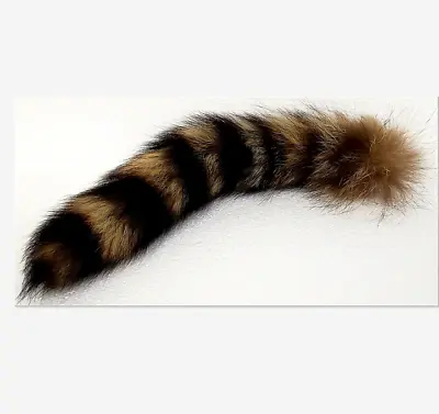 35cm 13.7  Natural American Raccoon Tail Real Tail Keychain Cosplay Tassel Charm • $7