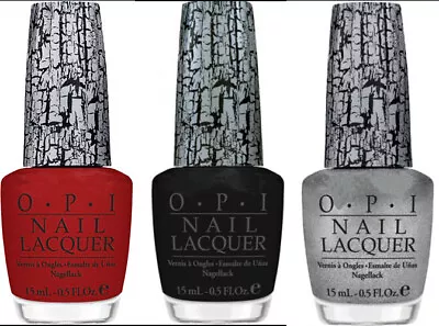 OPI Shatter Nail Polish Three Bottles : Red Black Silver. Full-Sized Botlles. • $12