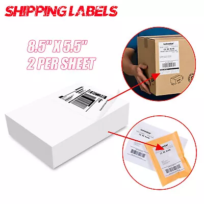 220-2200x 8.5x5.5 Shipping Mailing Labels Half Sheet Self Adhesive For Laser Ink • $28.99