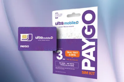 10 Pack Of Ultra Mobile Paygo Sim Cards. First Month Free After Activation. • $148