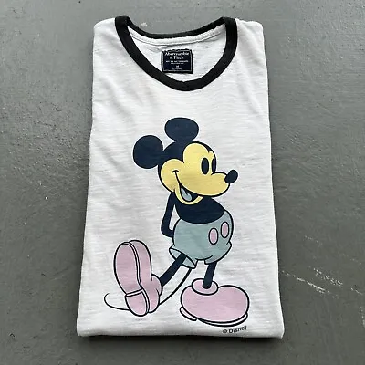 Abercrombie Retro Disney Mickey Ringer Graphic T Shirt - White Men’s Medium • $24