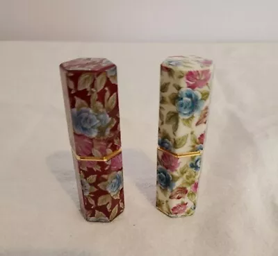 Pair Of Vintage Lip Stick Tube Holder Empty Floral  • $9.57