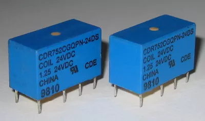 2 X Mini 24V Coil DPDT 1.25A Relay - Small 24 V DC PC Mount DIP Relays - CDR752 • $8.95