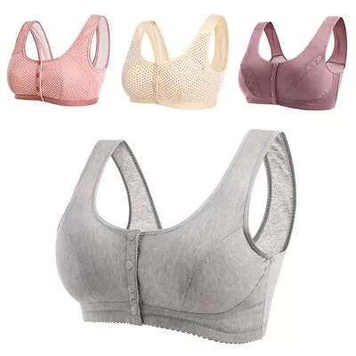 Ladies Front Fastening Sports Bra Wireless Comfortable Bras Breathable Brassiere • £5.33