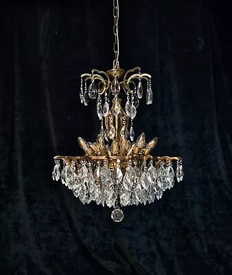 Exceptional Large Heavy 20 Light Vintage Italian Crystal Waterfall Chandelier • £895