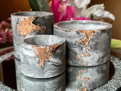 Flowerpot Round Indoor Plant Pot Gold Grey Marble Effect Houseplants • £20