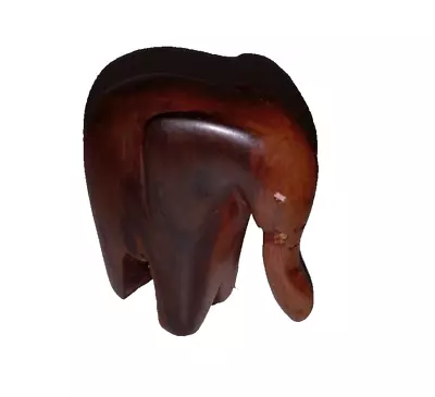 Vintage Hand Carved Wood Elephant Figurine 2.5” Tall • $3.99