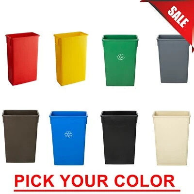 $57.40 • Buy 23 Gal. PICK YOUR COLOR Heavy-Duty Plastic Slim Commercial Restaurant Trash Can