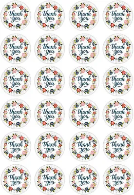 Thank You Edible Cupcake Cake Wafer Paper Toppers X 24 (N2) • £1.20
