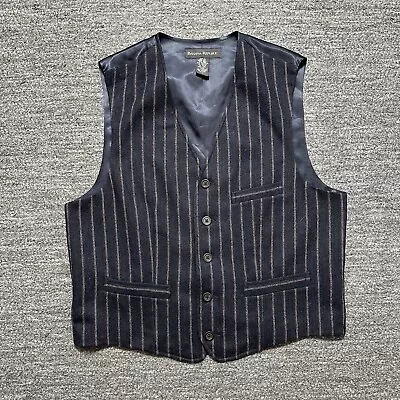 Vintage Banana Republic Vest Men Medium Navy Blue Pinstripe Waist Coat Wool Y2K • $34.76