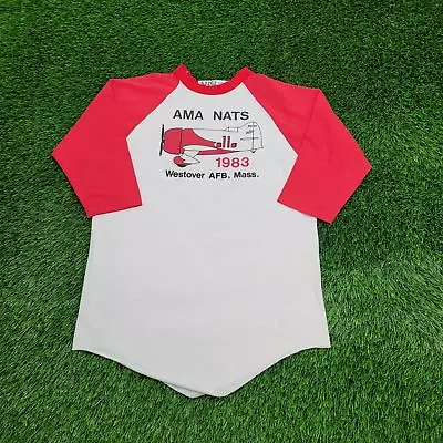 Vintage 1983 AMA-NATS Aviation Raglan Shirt M 19x27 NR2100 Gee-Bee-Sportster USA • $78.77