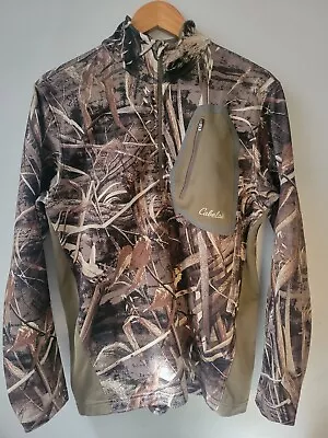 Cabelas Men's Medium Realtree MAX 5 Camo 1/4 Zip Pullover Jacket • $24