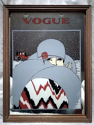 Vintage Art Deco Style Vogue Framed Wall Mirror Woman 12x16  Made In Hong Kong  • $49.99