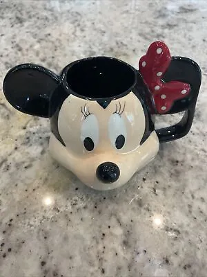 New Disney Minnie Mouse Black+red Bow Coffee Mug New • $5