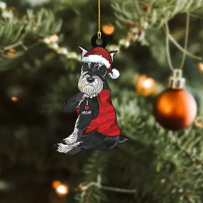 Miniature Schnauzer Christmas Tree Hanging I Love Mom Car Ornament Xmas Gift • $19.99