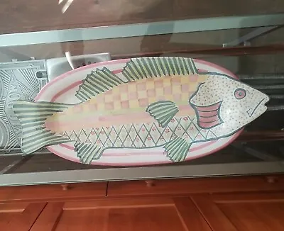 Mackenzie Childs 24  + Fish Story 1983 Platter Plate Wall Hanging Aurora N.Y.   • $225