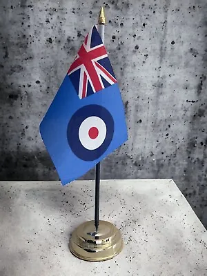 RAF ENSIGN TABLE FLAG With 1 Hole Base 15cm X 10cm Stands 25cm Tall • £4.99