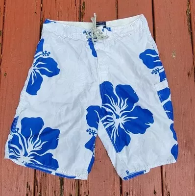 Abercrombie & Fitch Floral Aloha Swim Cargo Shorts Men' 31 Blue Flower Vintage • $24.99