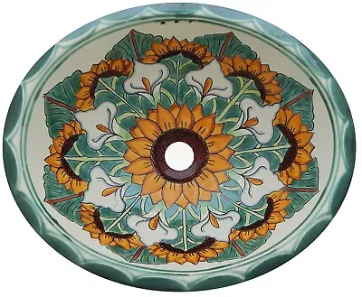 17  X 14  Talavera Ceramic Mexican Bathroom Sink Handmade Folk Art # 607 • $142.99