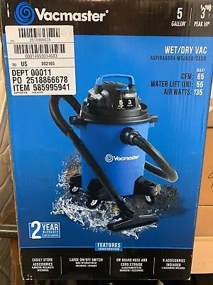 Vacmaster Wet Dry Vacuum 5 Gallon 3.0 Peak HP Model VOC507PF • $34.97