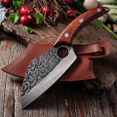 Knife Boning Forged Hand Sheath Knives Full Tang Butcher Husk Chef Meat • $27.12