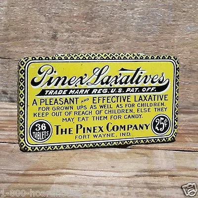 Original PINEX LAXATIVES MEDICAL RX TINS Empty Pharmacy Medicine Tin 1900s NOS   • $10.36