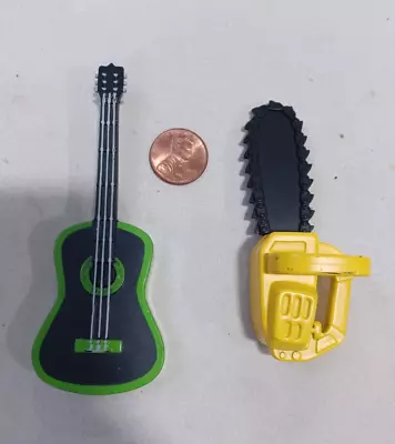 1/6 Scale 12  Green Acoustic Guitar & Yellow Chainsaw For 12  Figure GC-217 • $14.95