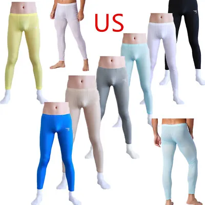 US Men Sports Workout Yoga Gym Fitness Running Solid Color Tights Skinny Pants • $9.55