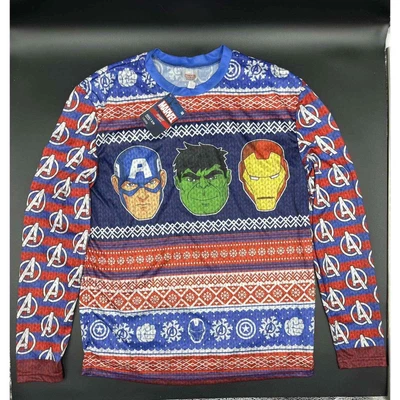 $28.60 • Buy Avengers Christmas Long Sleeve Shirt Pullover Small/Medium Iron Man Hulk Captain
