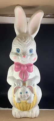 Vintage EMPIRE Blow Mold Easter Bunny Rabbit With Basket 1995 Light Up 21  CLEAN • $79.99