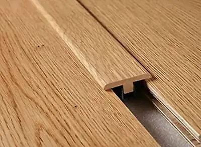 Real Solid T Section For Wood Floors Threshold Door Bar Profile LACQUERED OAK • £18.98