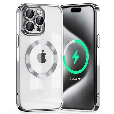For IPhone 15 14 13 Pro Max 12 11 Magnetic Case Clear Shockproof Kickstand Cover • $11.50